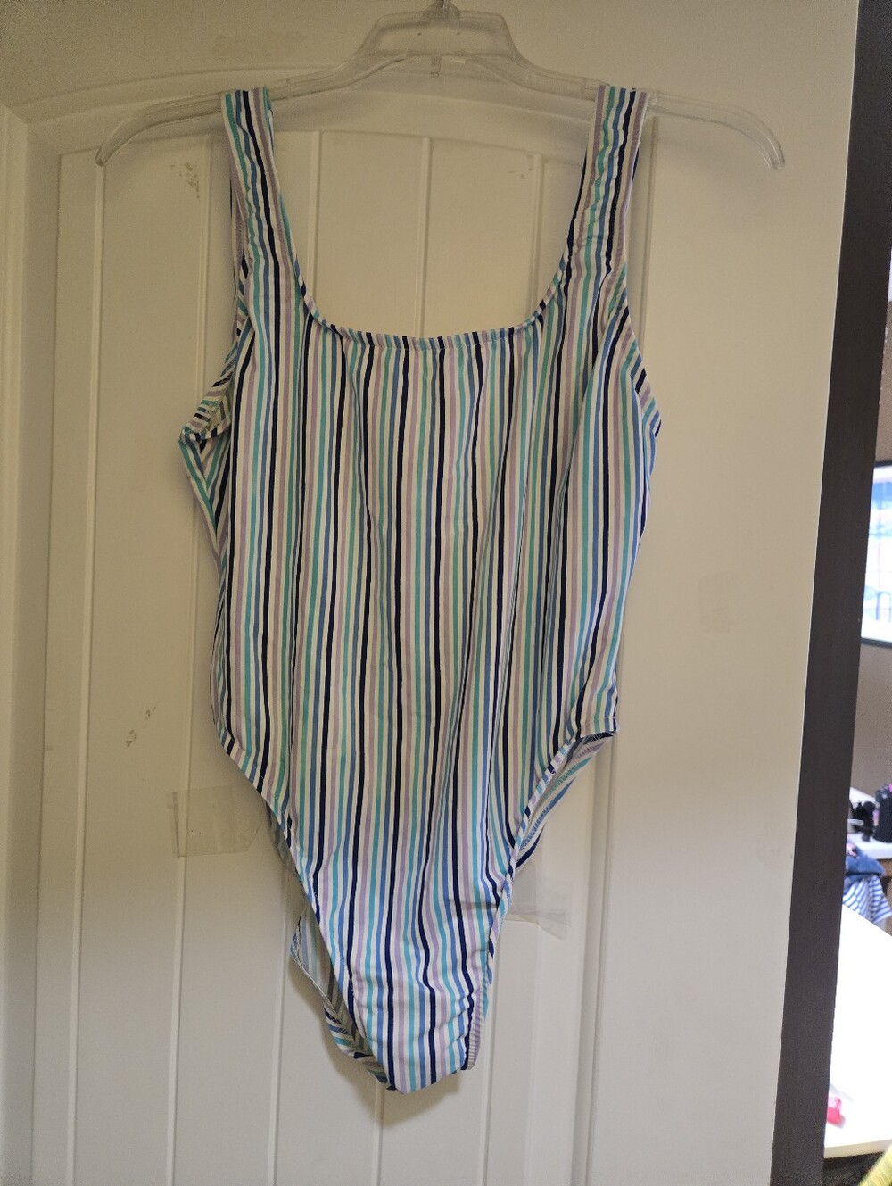 NWOT Striped One-Piece Swimsuit in Blue, Lavender, Teal, Periwinkle & White